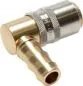 Preview: Kupplungsdosen Messing, 90° Winkel, Schlauchtülle MIT ENTRIEGELUNG, DN 9 (13 mm Zapfen), Temperierkupplung, GSP, kompatibel zu Hasco,alle Größen,Parker, Hydraulik, Mineralöl, Luft, Wasser, Schmieröl, Schlauch, Druckschlauch, Pneumatik