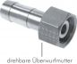 Preview: Schlauchtüllen mit Überwurfmutter Messing vernickelt PN 16, alle Größen von www.pneumatikshop-online.de