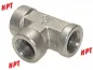 Preview: Geschmiedetes Hochdruck-T-Stück aus verzinktem Stahl mit NPT-Innengewinde bis 345 bar