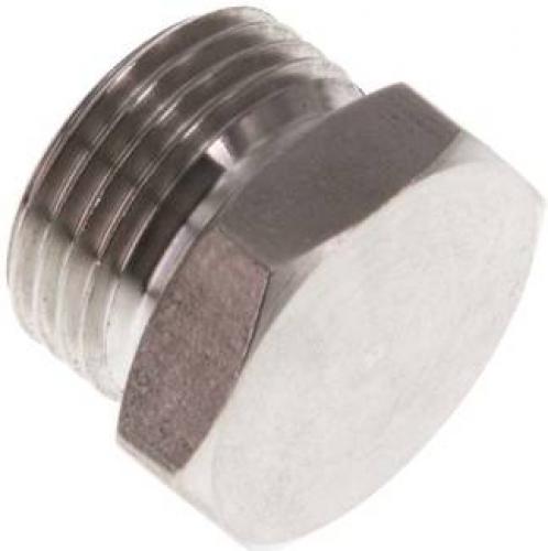 Verschlussstopfen Edelstahl V4A mit Außensechskant und zylindrischem Gewinde bis 40 bar, alle Größen