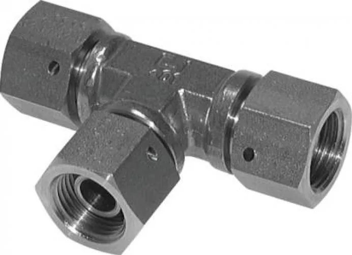 Hochdruck T-Verschraubung Edelstahl V4A, 60° Dichtkegel, bis 400 bar, alle Größen