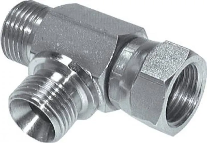 Hochdruck T-Verschraubung Stahl verzinkt, 60° Dichtkegel, bis 475 bar, alle Größen