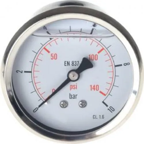Eco-Line Glyzerinmanometer Ø 63 mm, Anschluss hinten (axial), Klasse 1.6, vibrationsfest