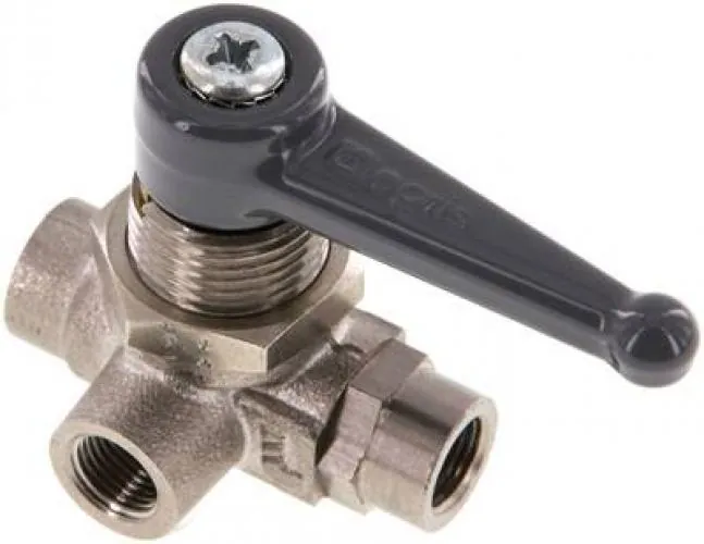 3-Wege L-Kugelhähne mit langem Griff – für Schalttafeleinbau, Messing vernickelt, PN 20, alle Größen