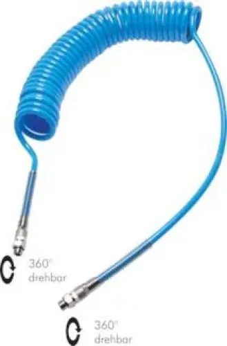 Polyurethanspiralschlauch mit Knickschutz – 360° drehbar, alle Größen