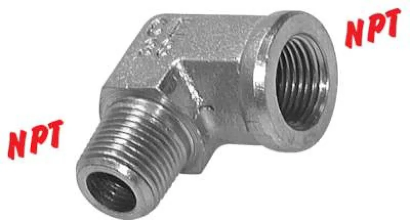 Edelstahl Einschraubwinkel 90° V4A, NPT-Gewinde, bis 275 bar, alle Größen