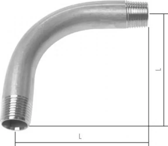 Temperguss Bogen 90° verzinkt AG, PN 25, alle Größen (R 1/4" - R 4")