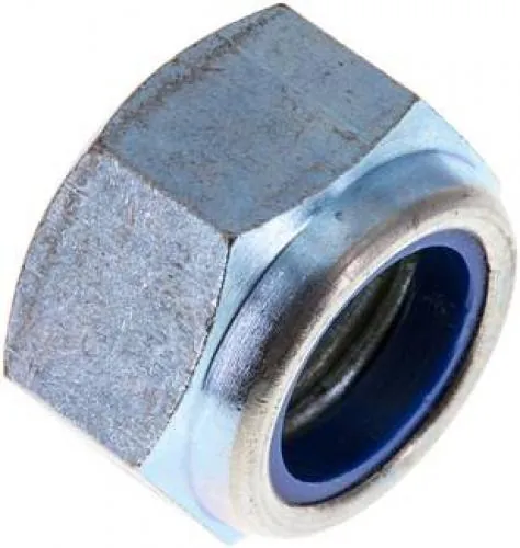 Sechskantmuttern selbstsichernd mit Kunststoff-Klemmring Stahl verzinkt 6 oder 8* DIN 985 / ISO 10511, alle Größen