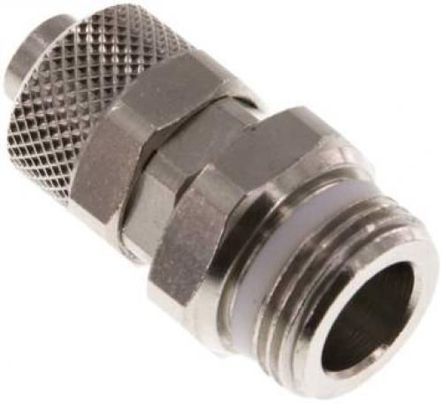 Gerade Drehverschraubungen zylindrisches Gewinde 360° drehbar Messing vernickelt, alle Größen