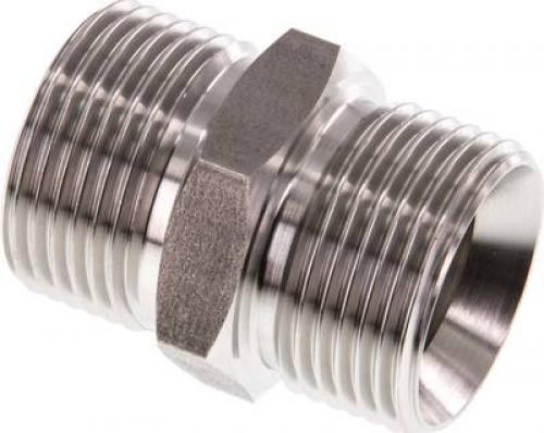 Doppelnippel Edelstahl 1.4571 mit zylindrischem Gewinde bis 40 bar, alle Größen