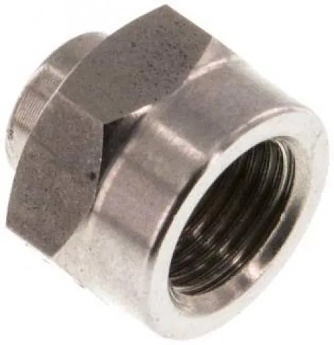 Muffe und Reduziermuffe aus Edelstahl 1.4571, Sechskant-Form, bis 40 bar, alle Größen