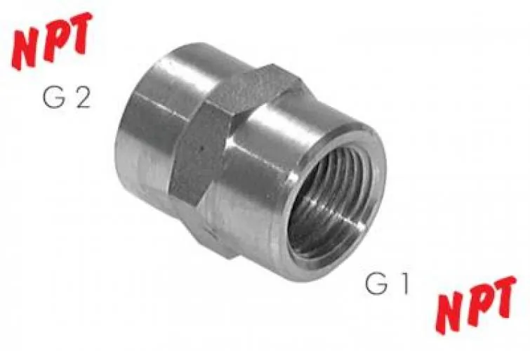 Hochdruck-Muffe und Reduziermuffe aus Edelstahl V4A, NPT-Gewinde, 140 bis 345 bar, alle Größen