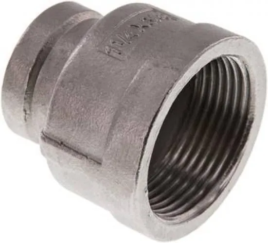 Muffe und Reduziermuffe aus Edelstahl 1.4408, runde Ausführung, bis 16 bar, Rp- oder NPT-Gewinde, alle Größen