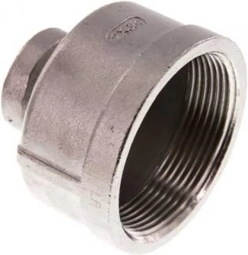 Muffe und Reduziermuffe aus Edelstahl 1.4408, runde Ausführung, bis 16 bar, Rp- oder NPT-Gewinde, alle Größen