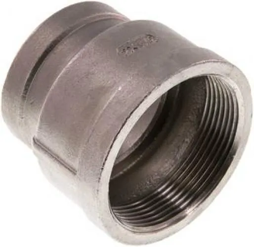 Muffe und Reduziermuffe aus Edelstahl 1.4408, runde Ausführung, bis 16 bar, Rp- oder NPT-Gewinde, alle Größen