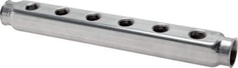 Edelstahl-Verteilerleiste 2-fach (doppelseitig), PN 10, rostfrei, Hygiene-Standard