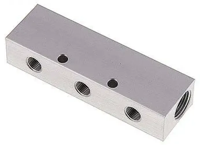 Aluminium-Verteilerleiste 1-fach (einseitig), PN 16, schmale Ausführung, Industrie