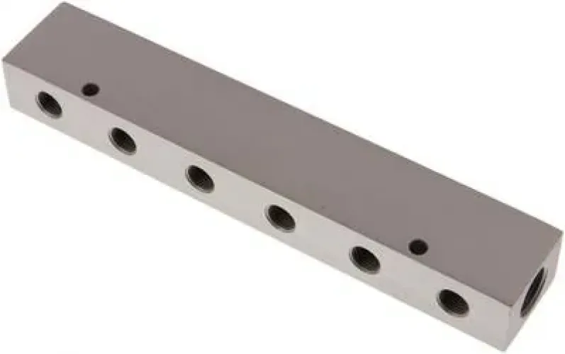 Aluminium-Verteilerleiste 1-fach (einseitig), PN 16, schmale Ausführung, Industrie