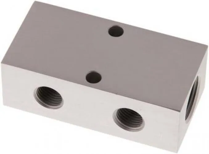 Aluminium-Verteilerleiste 2-fach (doppelseitig), PN 16, Hochdruck, Industrie