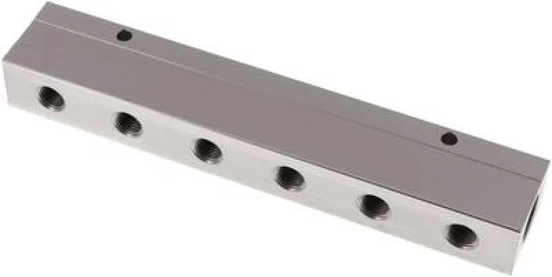 Aluminium-Verteilerleiste 2-fach (doppelseitig), PN 16, Hochdruck, Industrie
