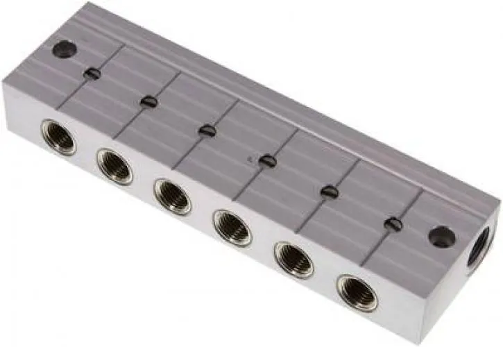 Verteilerleisten mit integrierten Kugelhähnen – Aluminium, PN 10