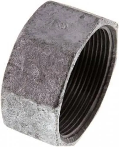 Temperguss-Verschlusskappe verzinkt, Innengewinde, PN 16, Industrie & Handwerk