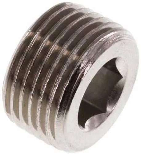 Edelstahl-Verschlussstopfen mit Innensechskant, ohne Bund, PN 16, rostfrei