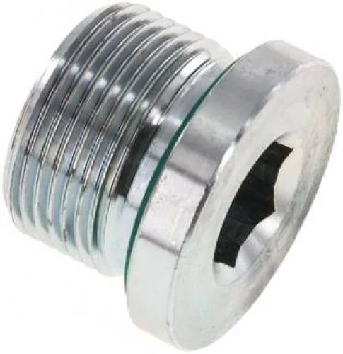 Verschlussschraube Stahl verzinkt, metrisch, Elastomerdichtung, bis 400 bar