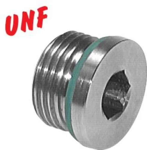 Hochdruck-Verschlussschraube V4A, UNF-Gewinde (SAE), O-Ring-Dichtung, bis 630 bar