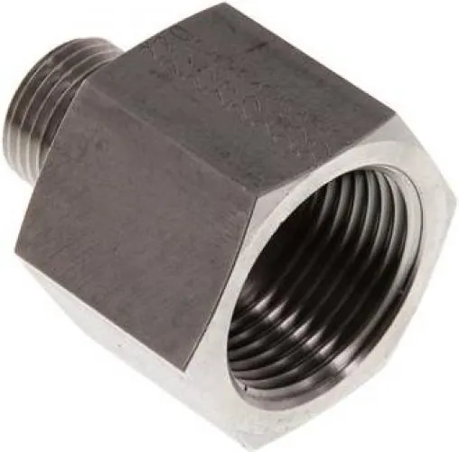 Hydraulik-Gewindereduzierungen VA 1.4571 mit zylindrischem Innen- und Außengewinde bis 630 bar, Elastomerdichtung, alle Größen