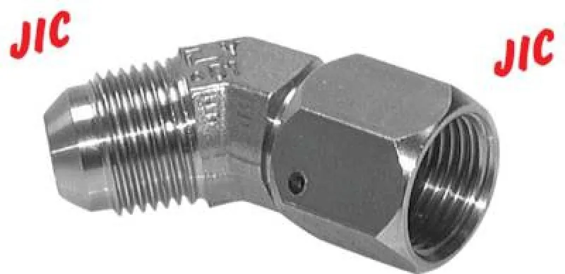 Edelstahl Einschraubwinkel 45° V4A, UNF-Gewinde (JIC), bis 310 bar, alle Größen