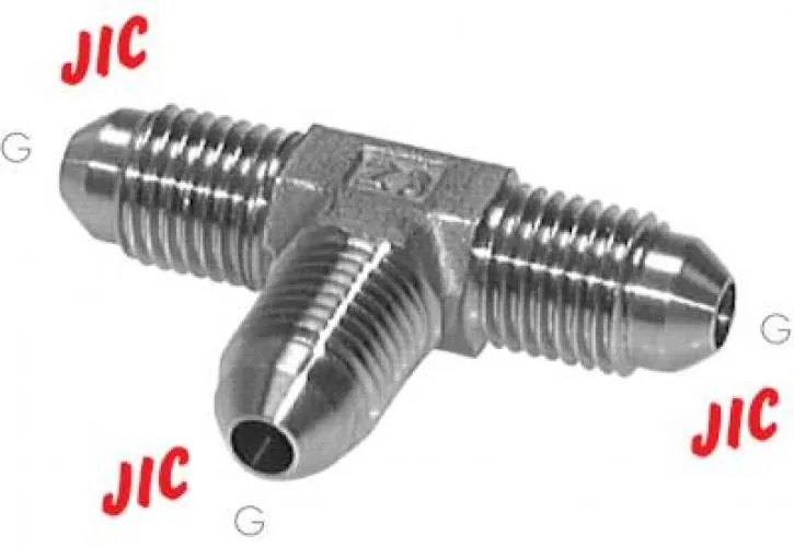 Hochdruck T-Stück Edelstahl V4A, JIC-Außengewinde (UNF), bis 310 bar, alle Größen