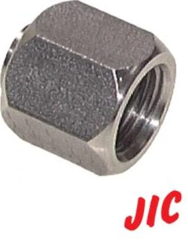 Edelstahl Verschlusskappe V4A, UNF / JIC-Gewinde, bis 345 bar, rostfrei