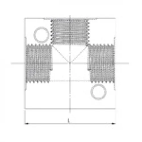 Detailansicht der Montagebohrungen und Abgänge eines 3-fach Aluminium-Verteilers