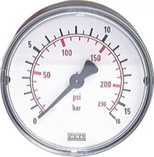 WIKA Standardmanometer Ø 40, 50, 63 mm, Anschluss hinten (axial), Klasse 2.5, Kunststoffgehäuse