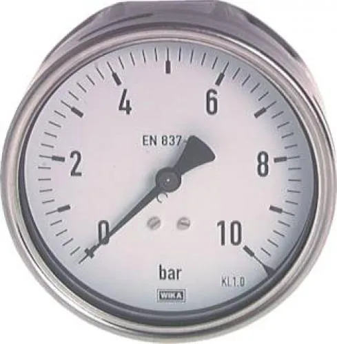 WIKA Präzisions-Manometer Ø 100 mm, Klasse 1.0, Anschluss hinten (axial), Original