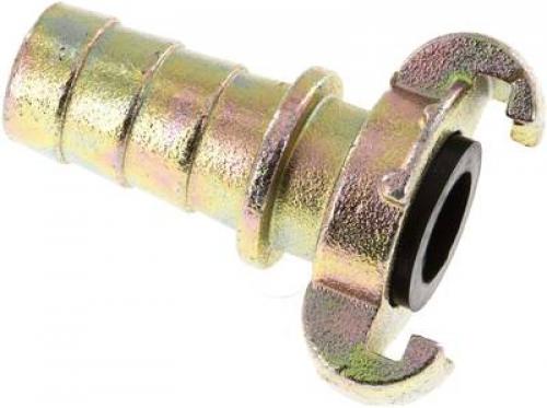 Kompressorkupplungen mit Schlauchtülle & Sicherungsbund, Temperguss verzinkt, NBR-Dichtung