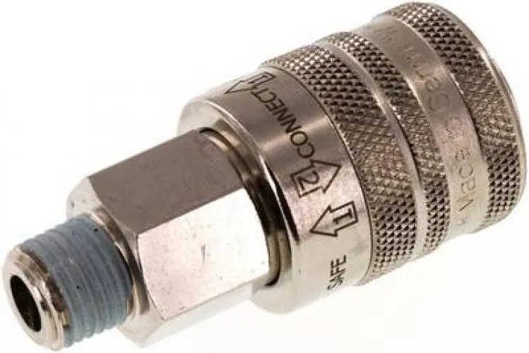 Sicherheits-Kupplungsdose Außengewinde NW 7,2 Messing vernickelt