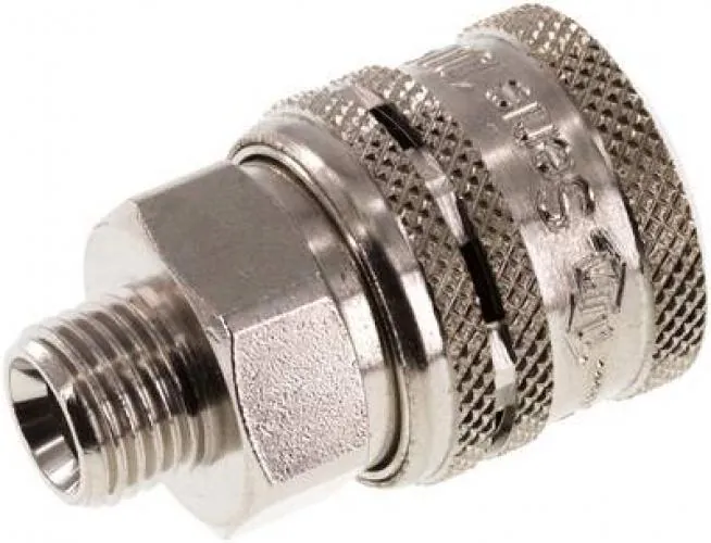 Sicherheits-Kupplungsdose Außengewinde NW 7,2 Messing vernickelt Eco-Line