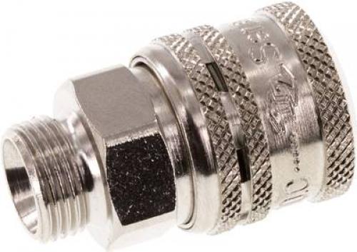 Sicherheits-Kupplungsdosen mit Außengewinde, NW 7,2, Messing vernickelt, Eco-Line, alle Größen