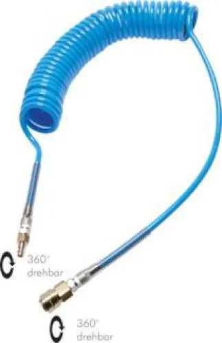 Polyurethanspiralschlauch 360° drehbar – mit Kupplungen NW 7,2, alle Größen