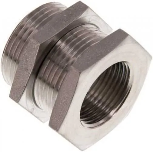 Schottverschraubung aus Edelstahl 1.4571, für Plattenmontage, bis 40 bar, alle Größen