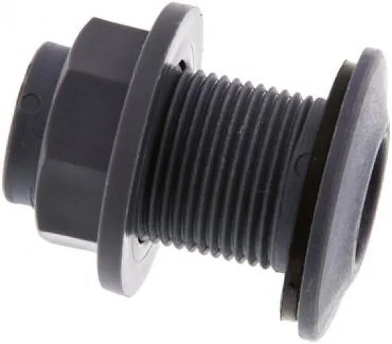 Schottverschraubung aus PP (Polypropylen), ohne Innengewinde, PN 10, alle Größen