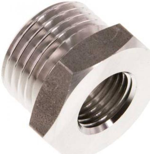 Reduziernippel Edelstahl 1.4571 mit zylindrischem Außen- und Innengewinde bis 40 bar, alle Größen