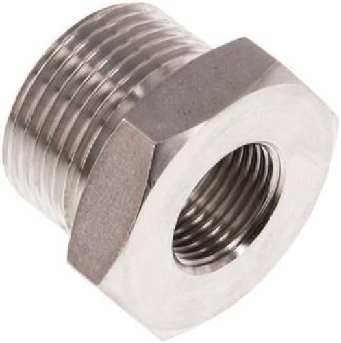 Reduziernippel Edelstahl 1.4571 mit zylindrischem Außen- und Innengewinde bis 40 bar, alle Größen