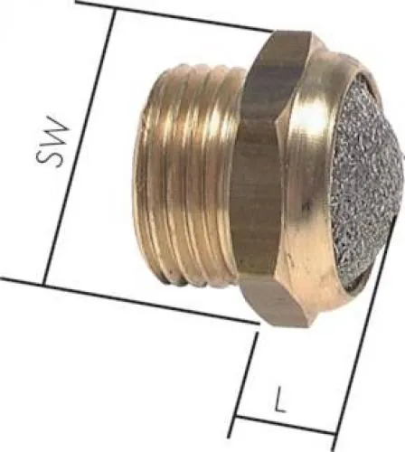 Schalldämpfer – Messing mit Edelstahl-Drahtgewebe, optional NPT-Gewinde, geräuscharm, alle Größen