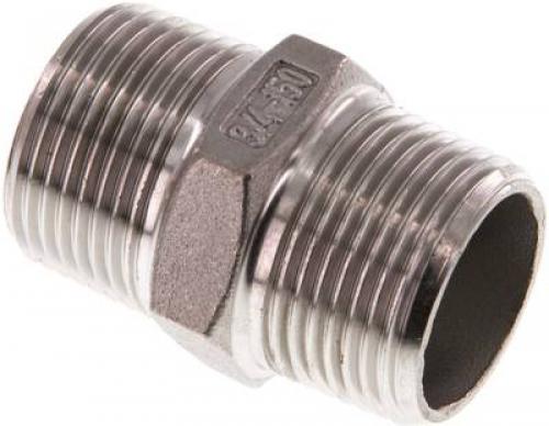 Doppelnippel Edelstahl 1.4408 mit konischem Gewinde bis 16 bar, alle Größen