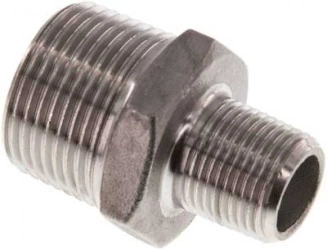 Doppelnippel aus Edelstahl 1.4408, konisches Gewinde, bis 16 bar, alle Größen