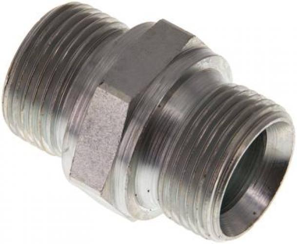 Hydraulik-Doppelnippel Zollgewinde – 60° Universaldichtkegel, Stahl Verzinkt Oder Edelstahl 1.4571 – Bis 400 Bar