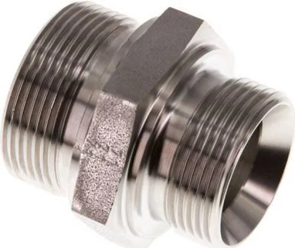 Doppelnippel aus Edelstahl 1.4571, Zollgewinde, 60° Universaldichtkegel, bis 400 bar, alle Größen